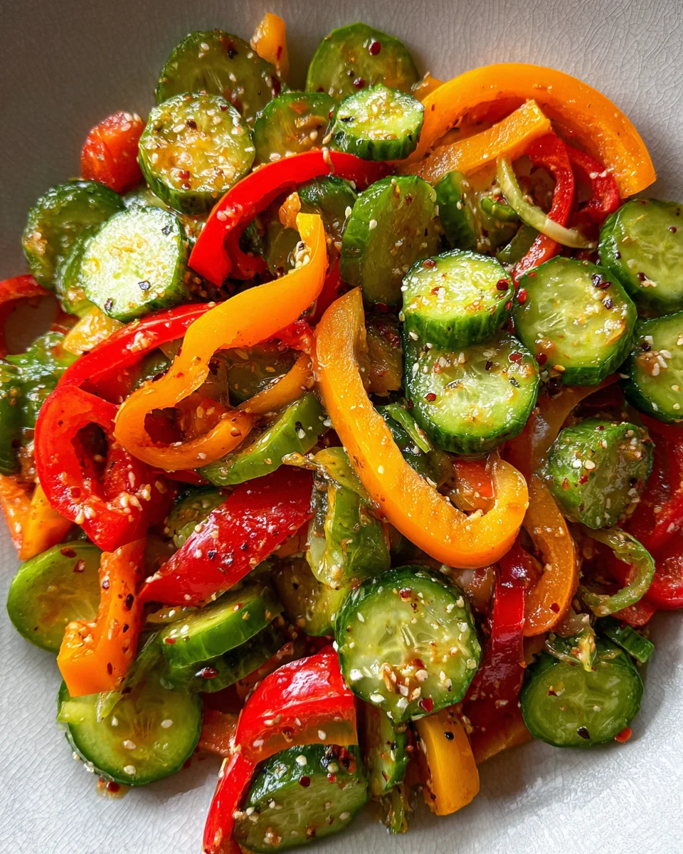 Viral TikTok Cucumber & Bell Pepper Salad