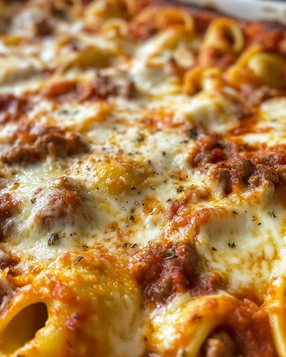 Cheesy Baked Tortellini Casserole With Meat Sauce