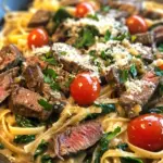 Creamy Ranch Garlic Steak Pasta Skillet