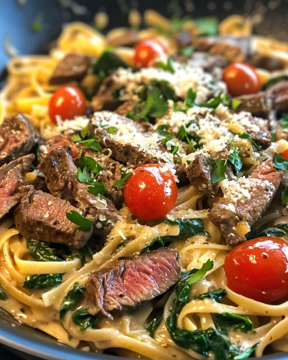 Creamy Ranch Garlic Steak Pasta Skillet