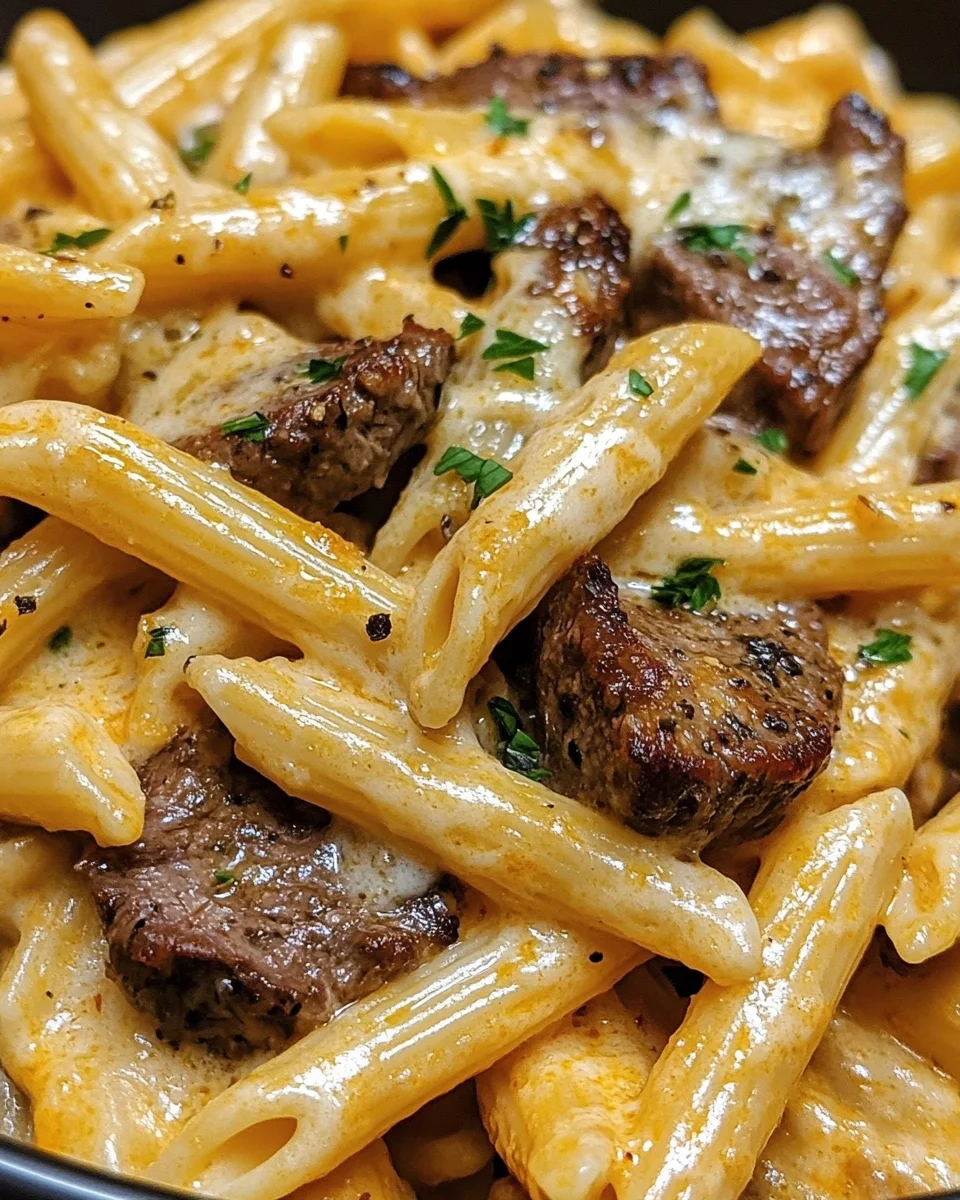 Creamy White Cheddar Cajun Steak Penne
