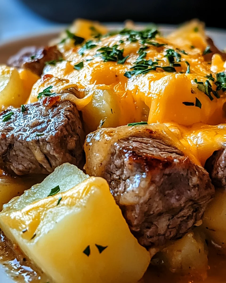 Crockpot Loaded Steak and Potato Bake Recipe