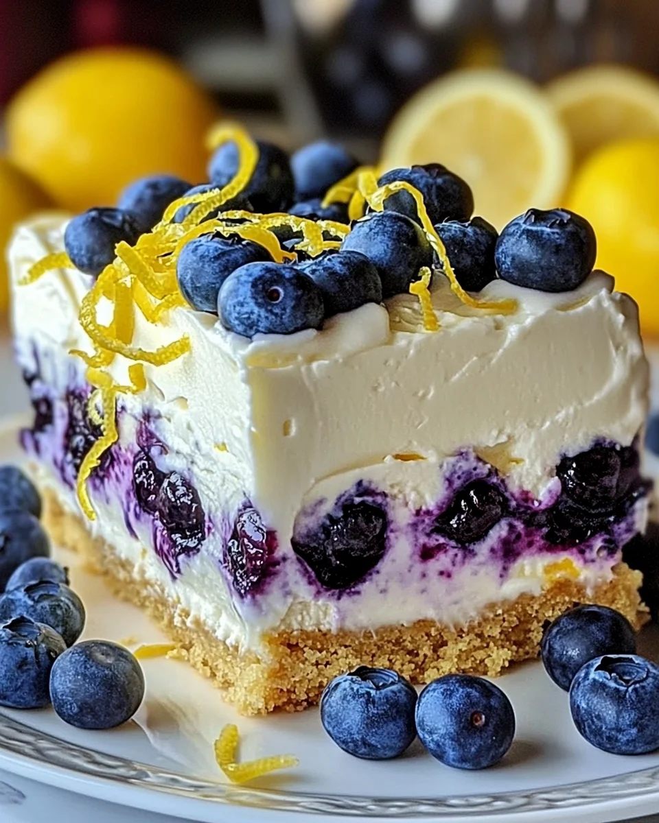 No-Bake Lemon dazzling Blueberry cream Cake