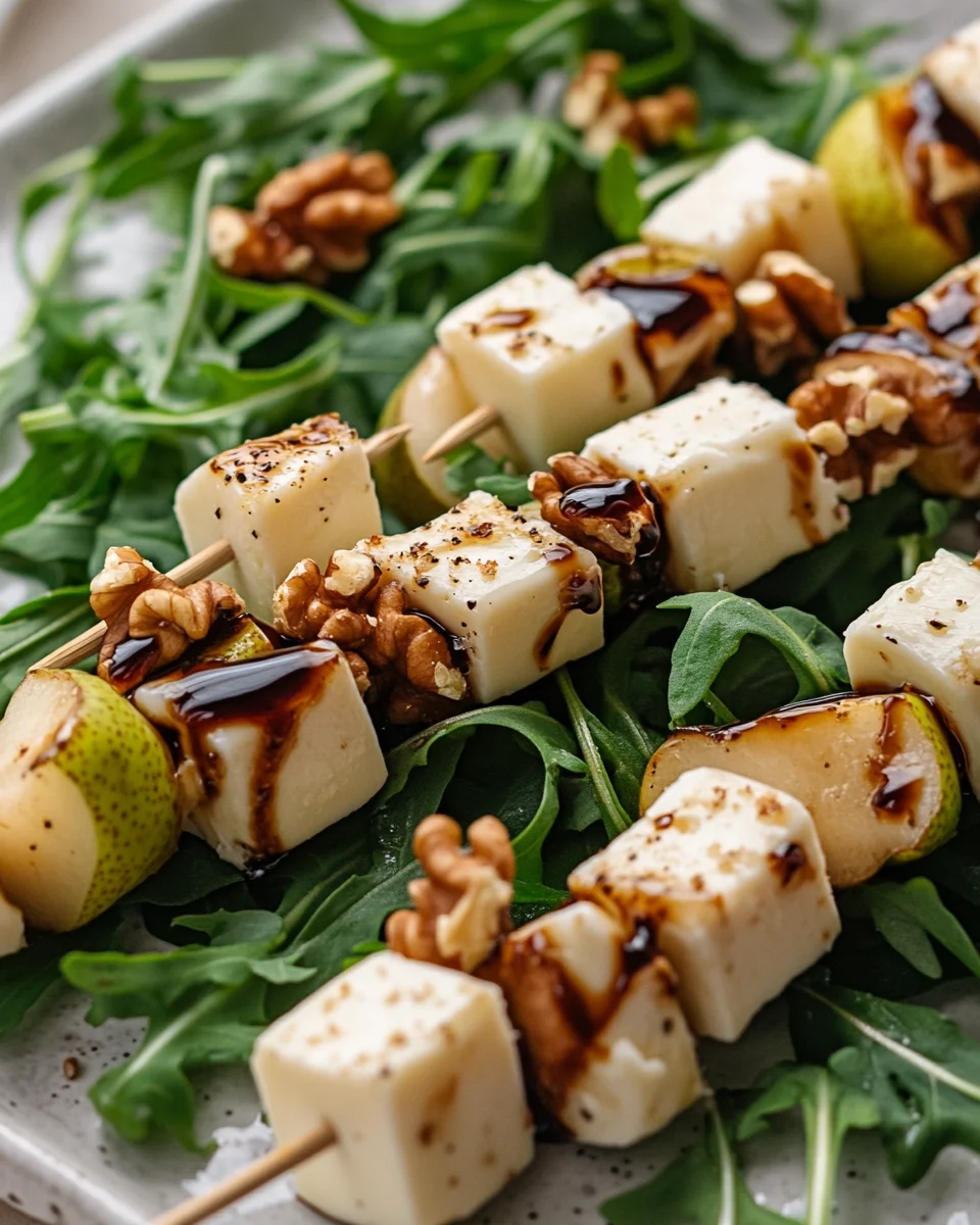 Pear & Brie Cheese Salad Skewers