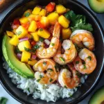 Shrimp and Avocado Bowls with Mango Salsa & Lime-Chili Sauce