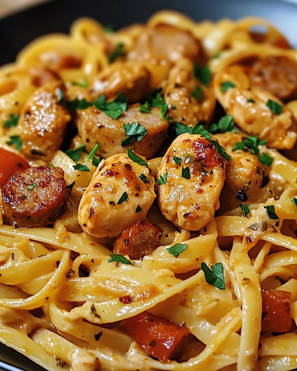 Spicy Cajun Sausage & Chicken Linguine