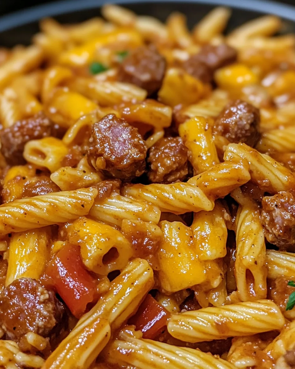 Sticky Bold BBQ Ranch Sausage Pasta