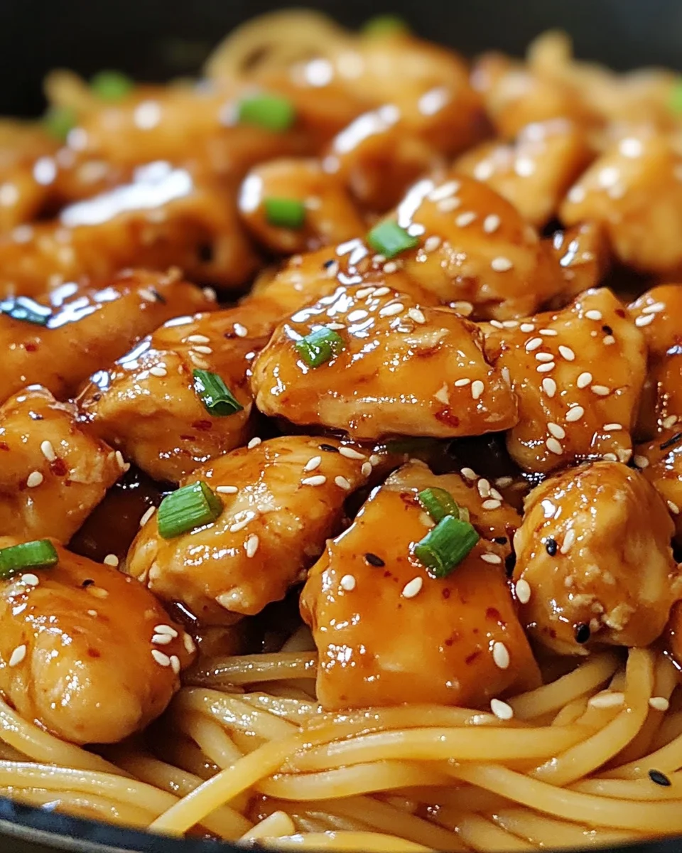 Sticky Honey Garlic Chicken Pasta Skillet