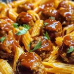 Sweet and Tangy BBQ Chicken Meatball Pasta
