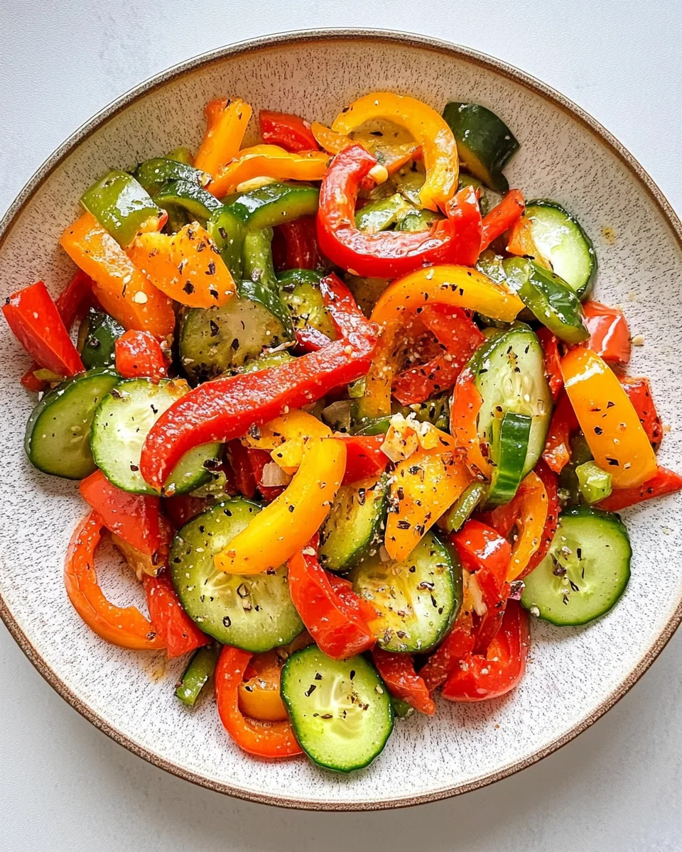 Viral TikTok Cucumber & Bell Pepper Salad